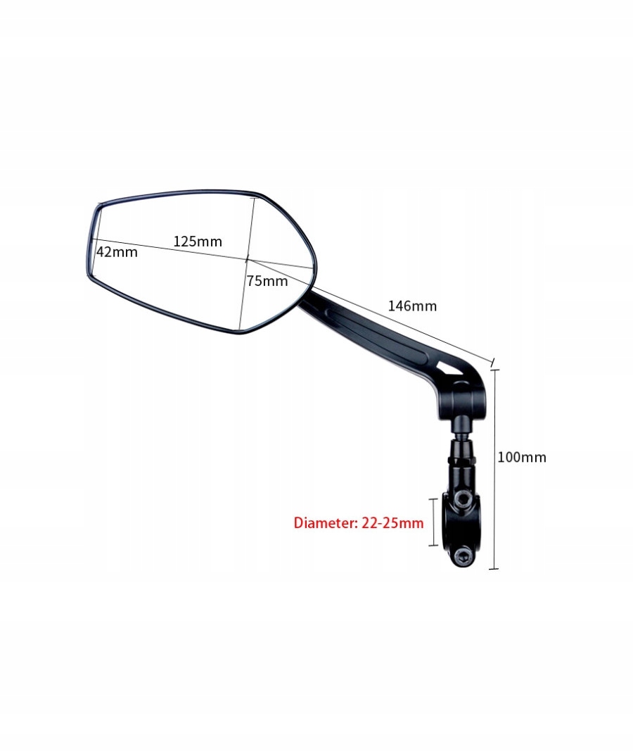 Lusterko rowerowe EasyDo RM03 75x125 mm PRAWE