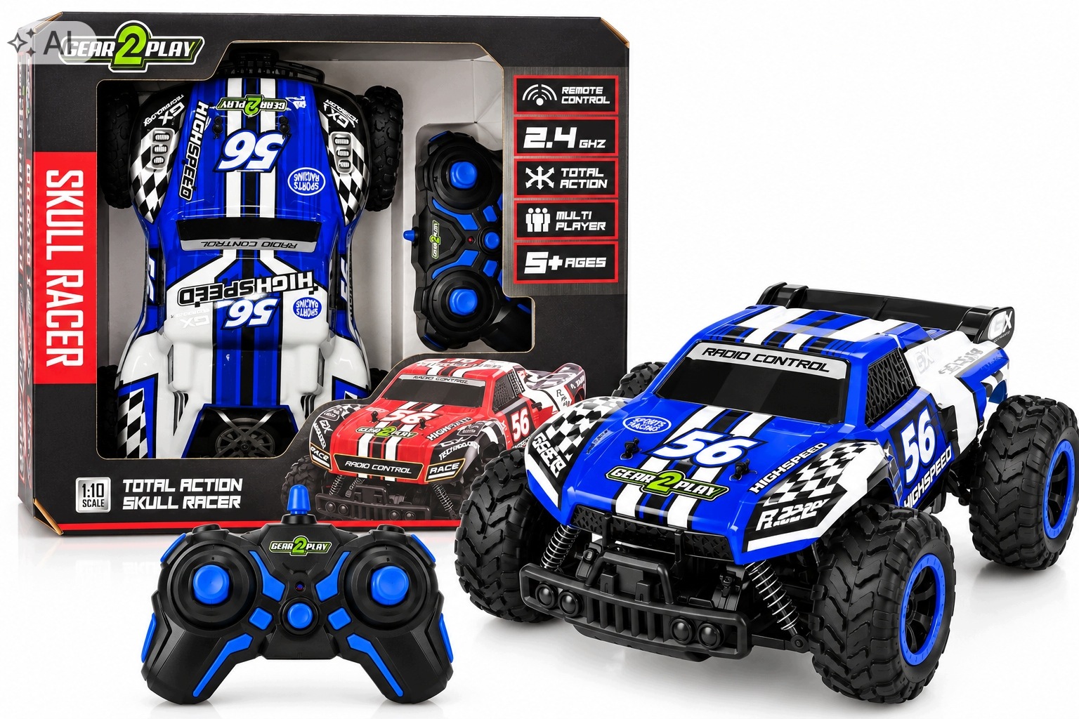 Auto Rc Gear2Play Skull Racer 1:10 2.4 GHz Zdalnie Sterowane Niebieskie 466