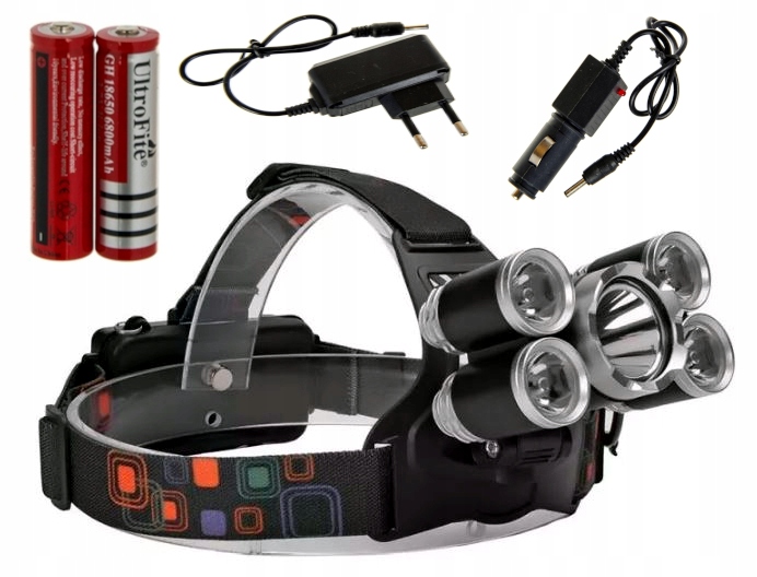 LATARKA CZOŁOWA 5 LED AKU ŚWIATŁO OSTRZEGAWCZE Z TYŁU