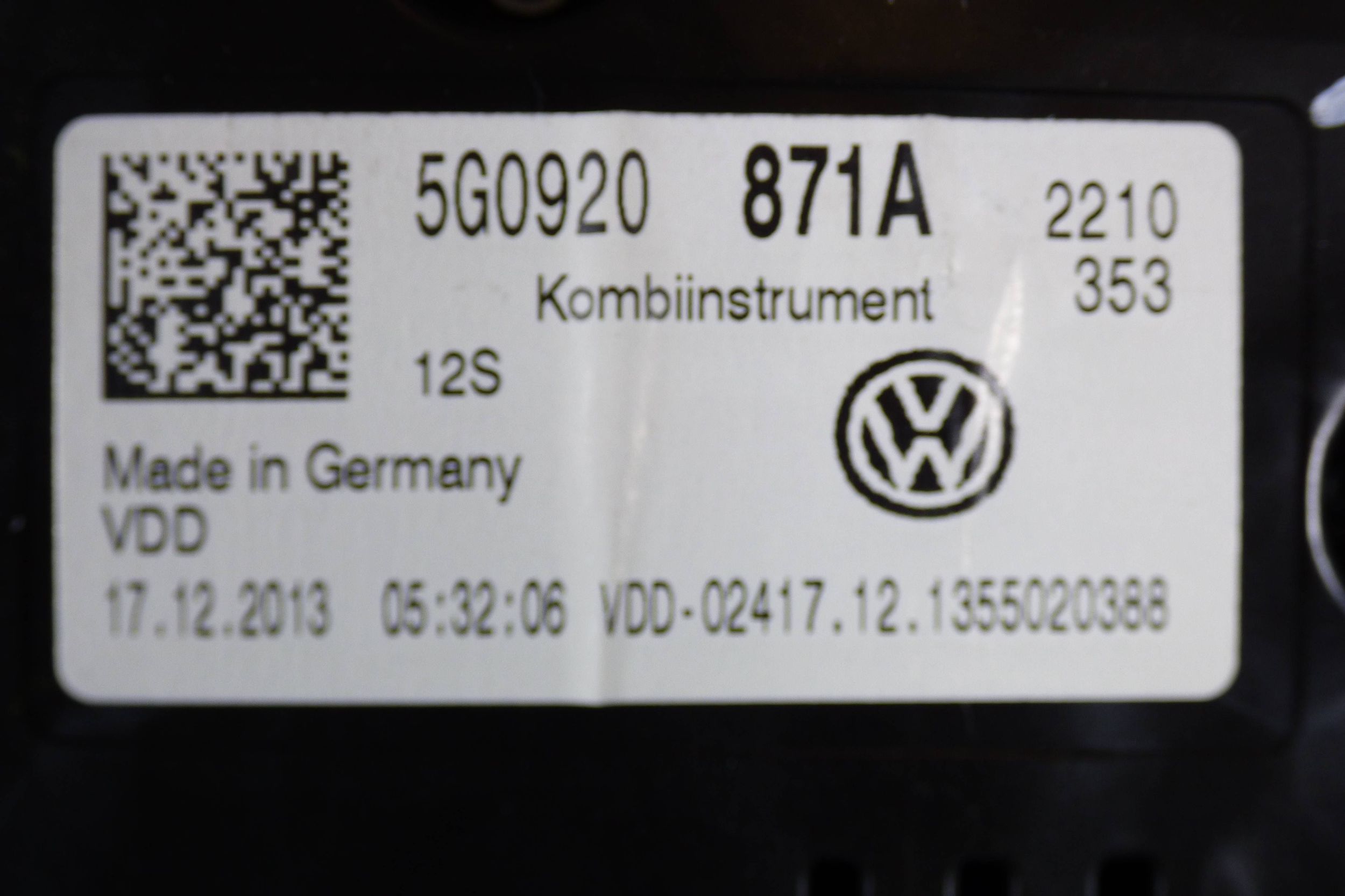 Volkswagen Golf VII dials dials 5G0920871A st.BDB