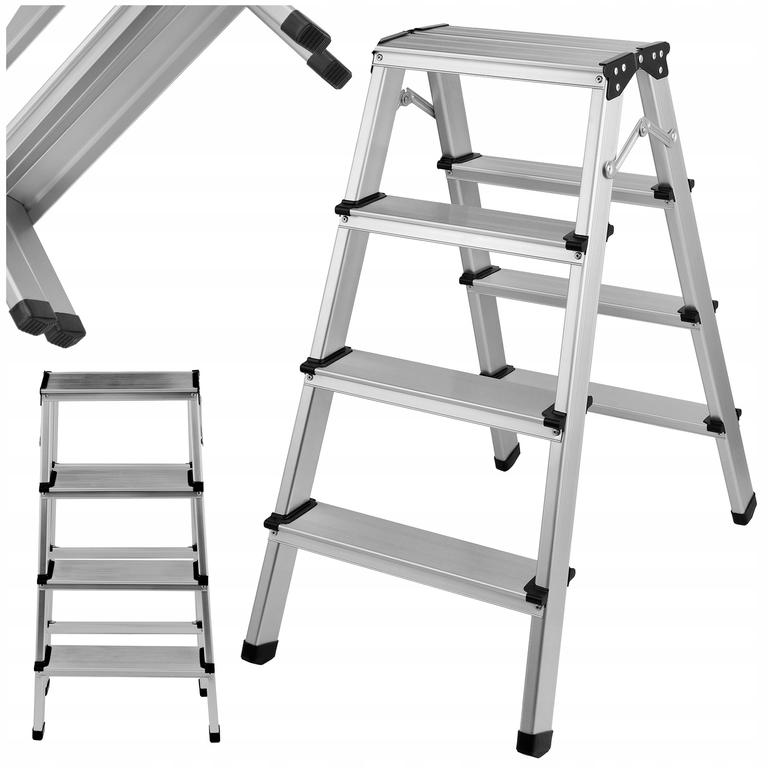 Žebřík 4-stupňový, oboustranný, domácí, lehký, 78 cm, 150 kg