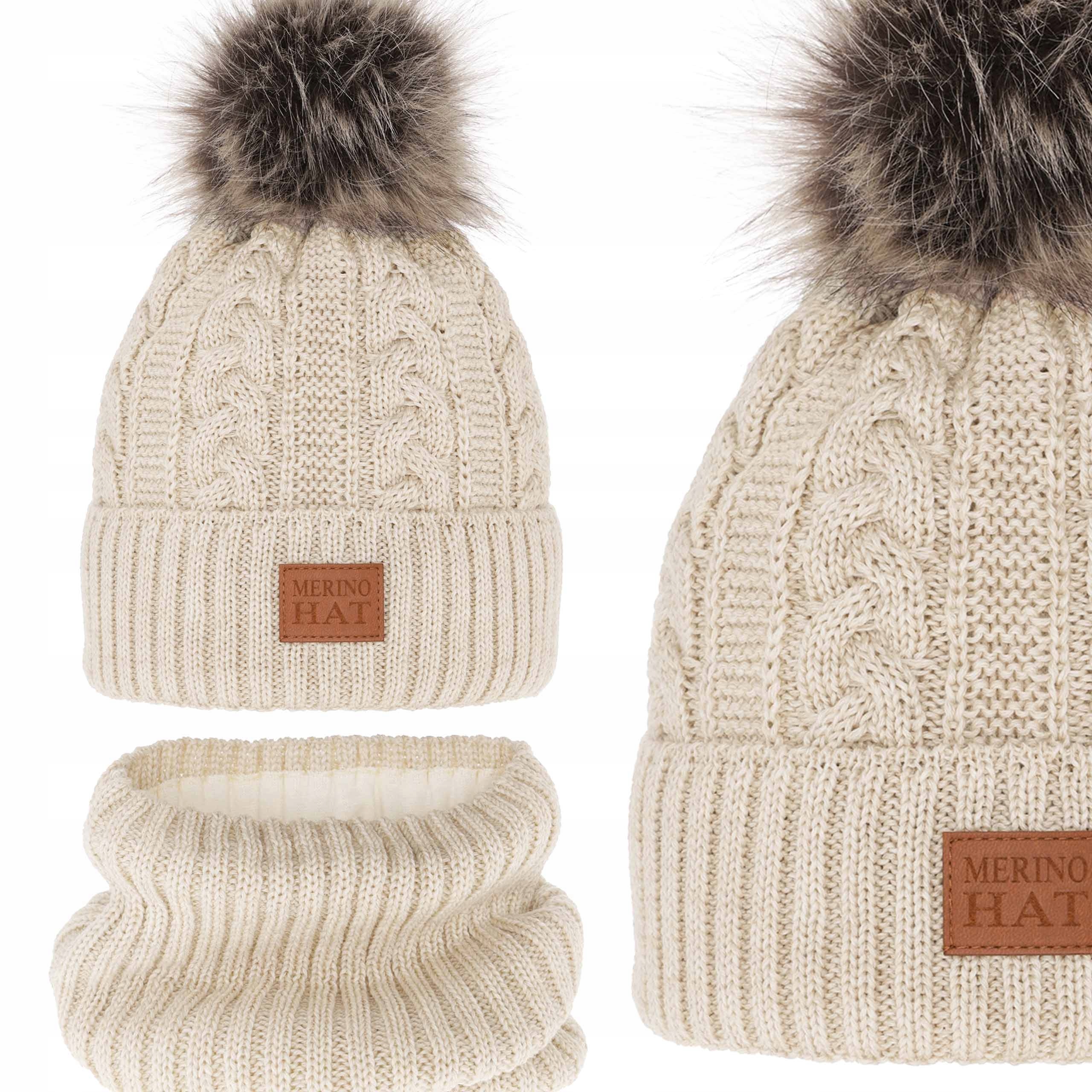 Wełniany komplet dziecięcy Czapka i Komin 100% Merino 52-58cm, od 5 lat