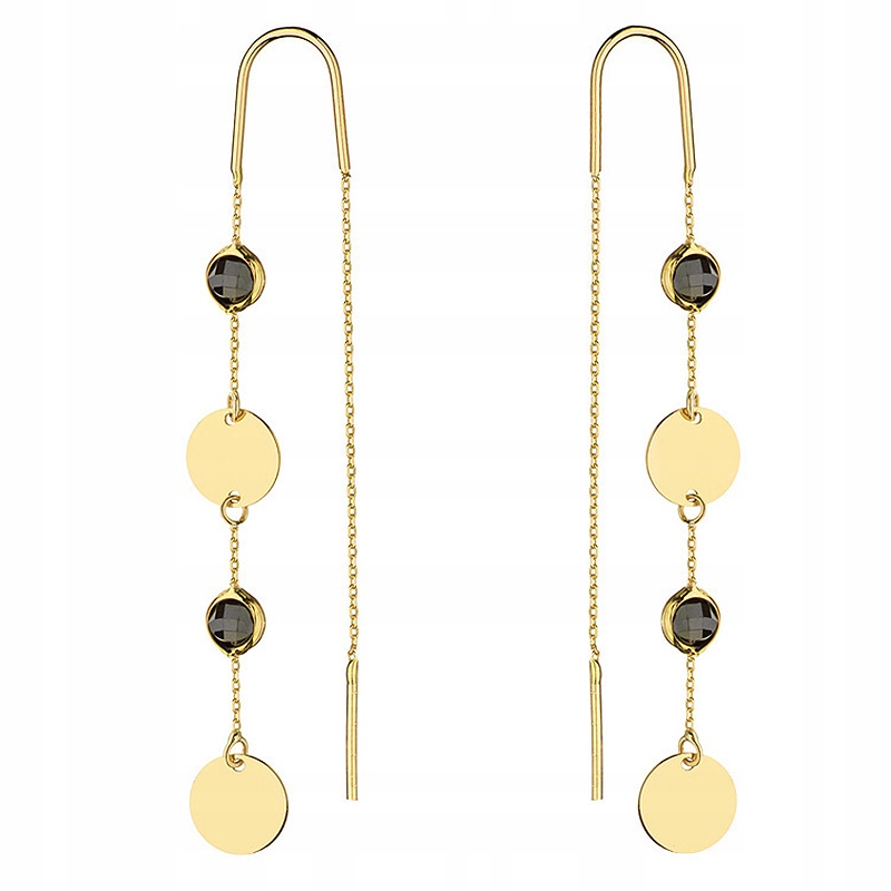 Zlaté Provlékací Náušnice 585 Kolečka se Zirkony