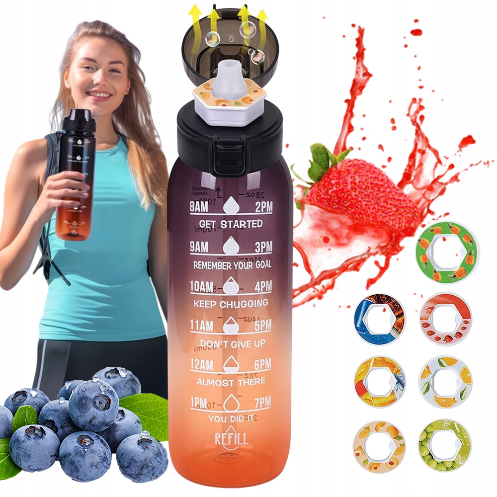 Lahev Na Pití Do Vody S Vůní 1000 ML 7 Příchutí Zero Cukru Sport