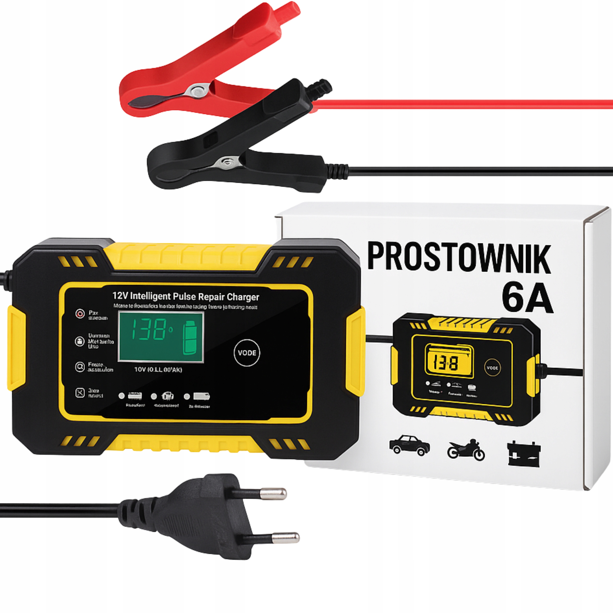 Prostownik 12V 6A Ładowarka Akumulatorowa Samochodowy Automatyczny Do Auta