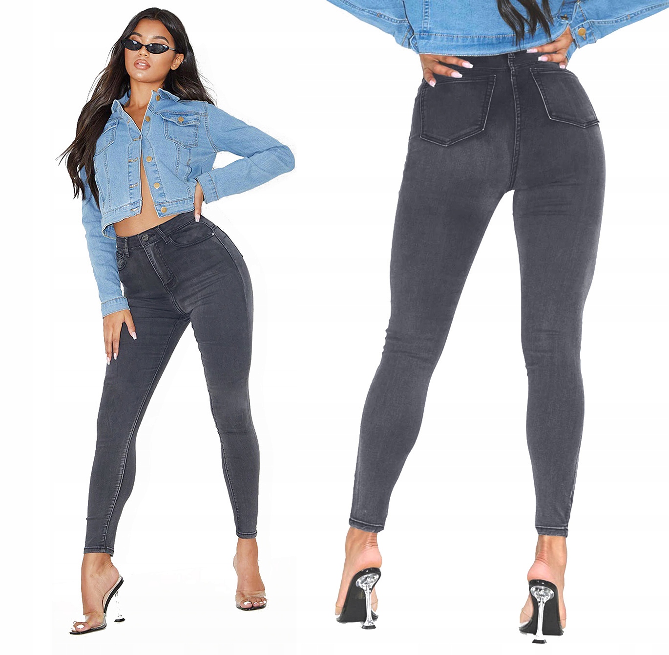 

Szare Spodnie Ciemne Jeansy Wyszczuplające