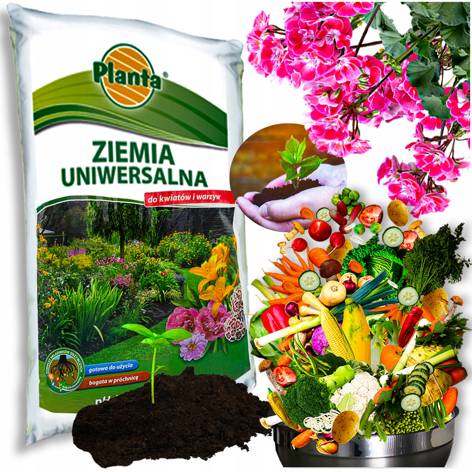 Ziemia Uniwersalna do KWIATÓW ROŚLIN OZDOBNYCH WARZYW I ZIÓŁ 5L