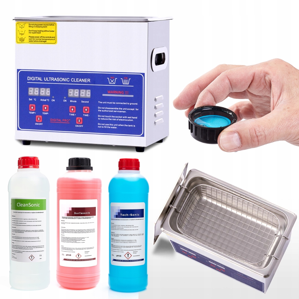 Sonická Ultrazvuková Čistička Na Časti Moto 3,2L PS-20A 3x Koncentrát 1L