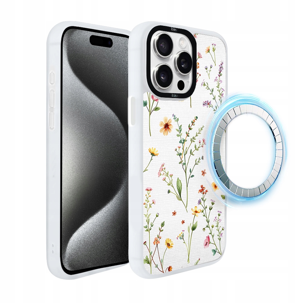Pouzdro pro iPhone 15 Pro Ibizu DropGuard Matt s MagSafe, Letní kytice