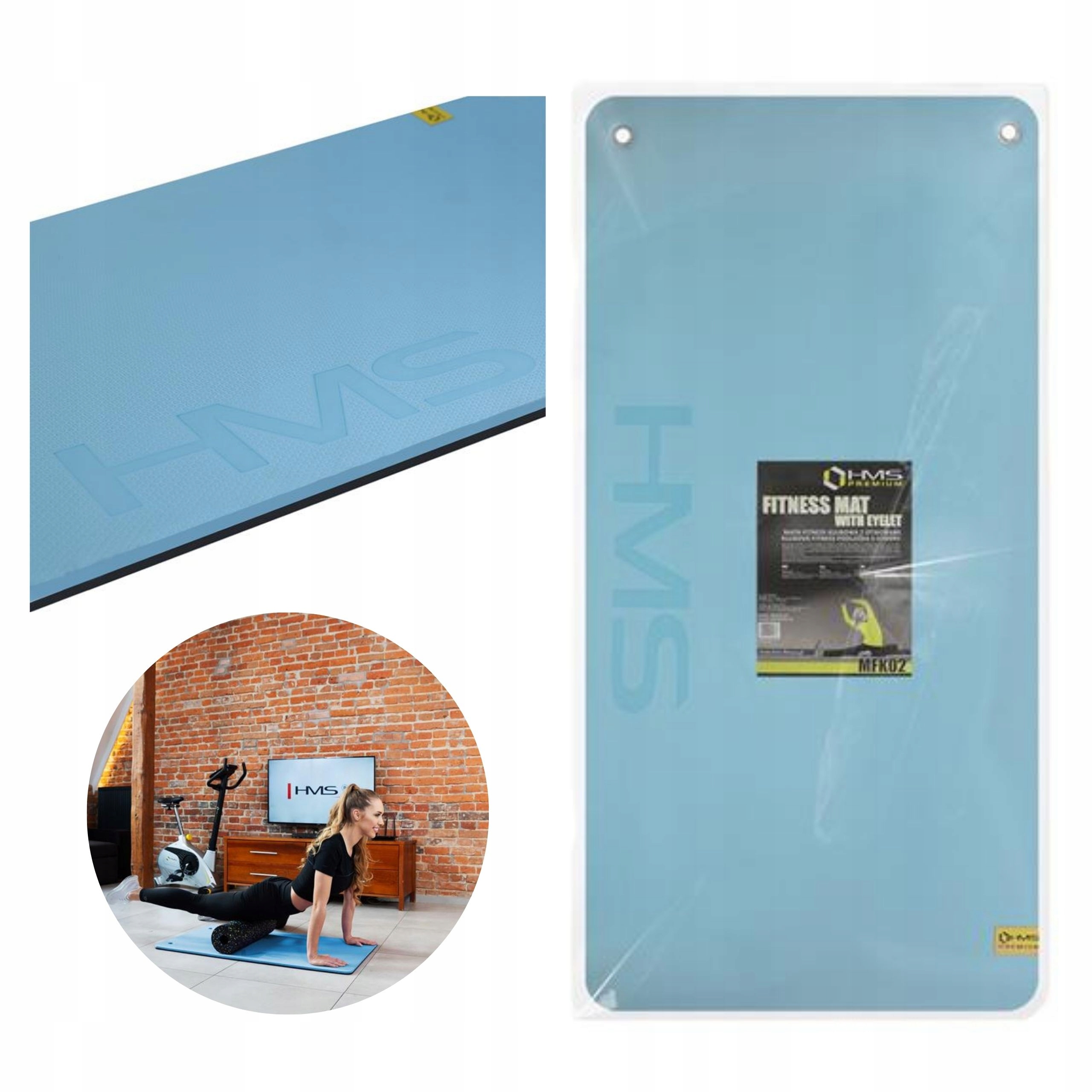 Pevná gymnastická tréninková podložka s otvory pro fitness cvičení 2 cm Hms