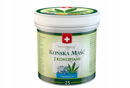 

Końska maść chłodząca z konopiami 500ml 25ziół