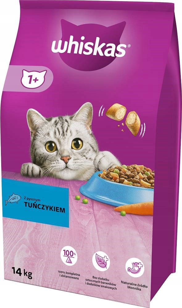 Levně Whiskas Adult Tuňák se zeleninou – suché krmivo pro kočky – 14 kg