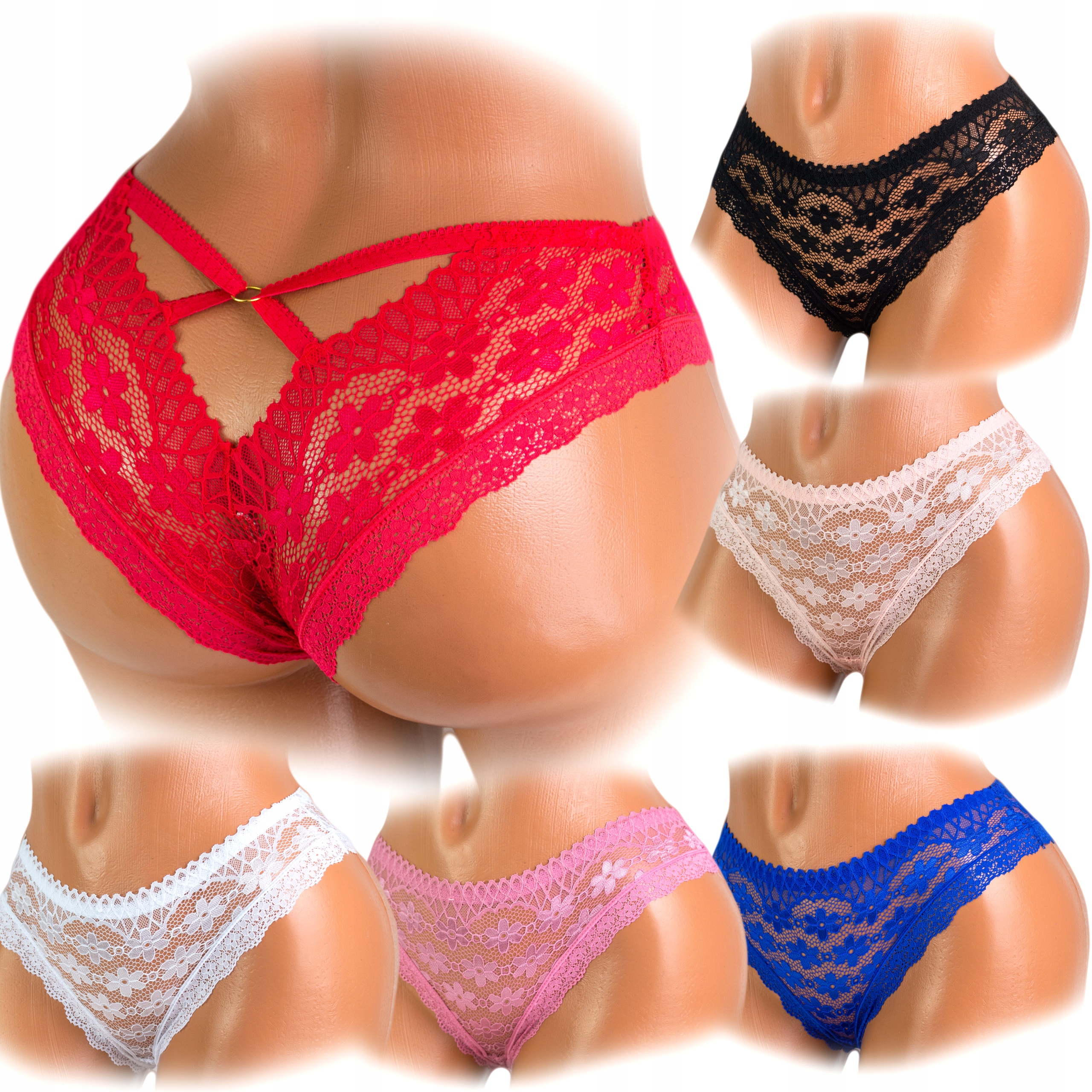

5 X Zmysłowe Figi Sexy Koronka Bawełna M