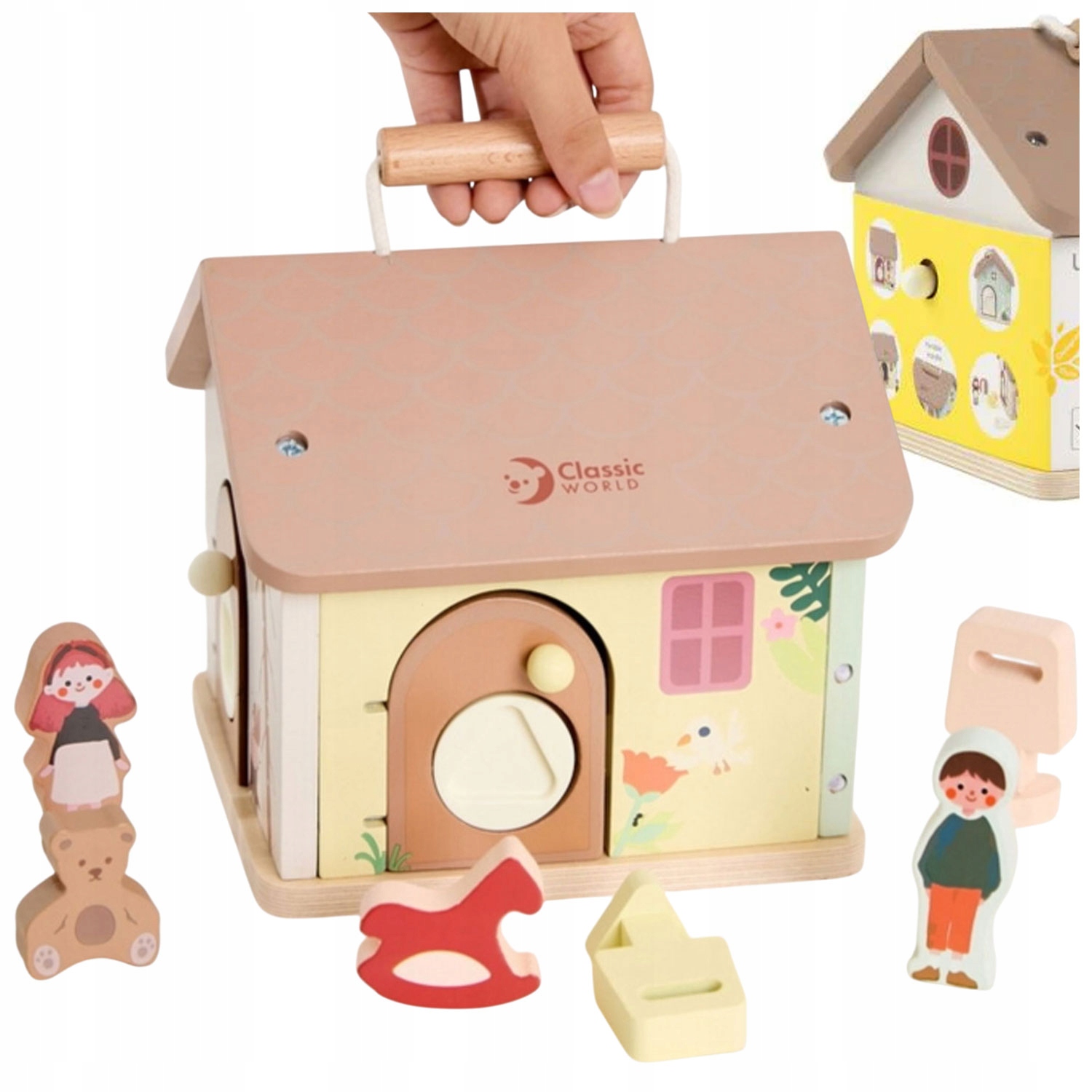 Drewniany Domek Manipulacyjny Montessori Klucze z zamkami Kształty 11el Edu