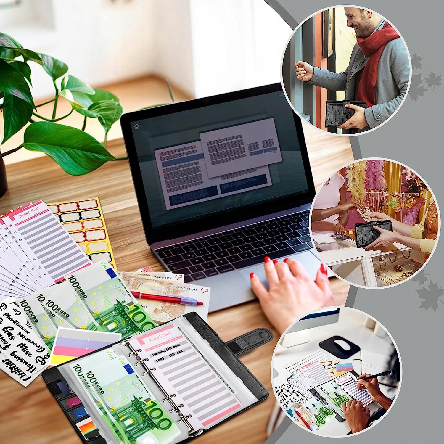 PLANER FINANSOWY SEGREGATOR PIENIĘDZY ORGANIZER BUDŻETU NAKLEJKI A6 CZARNY Rozmiar A6