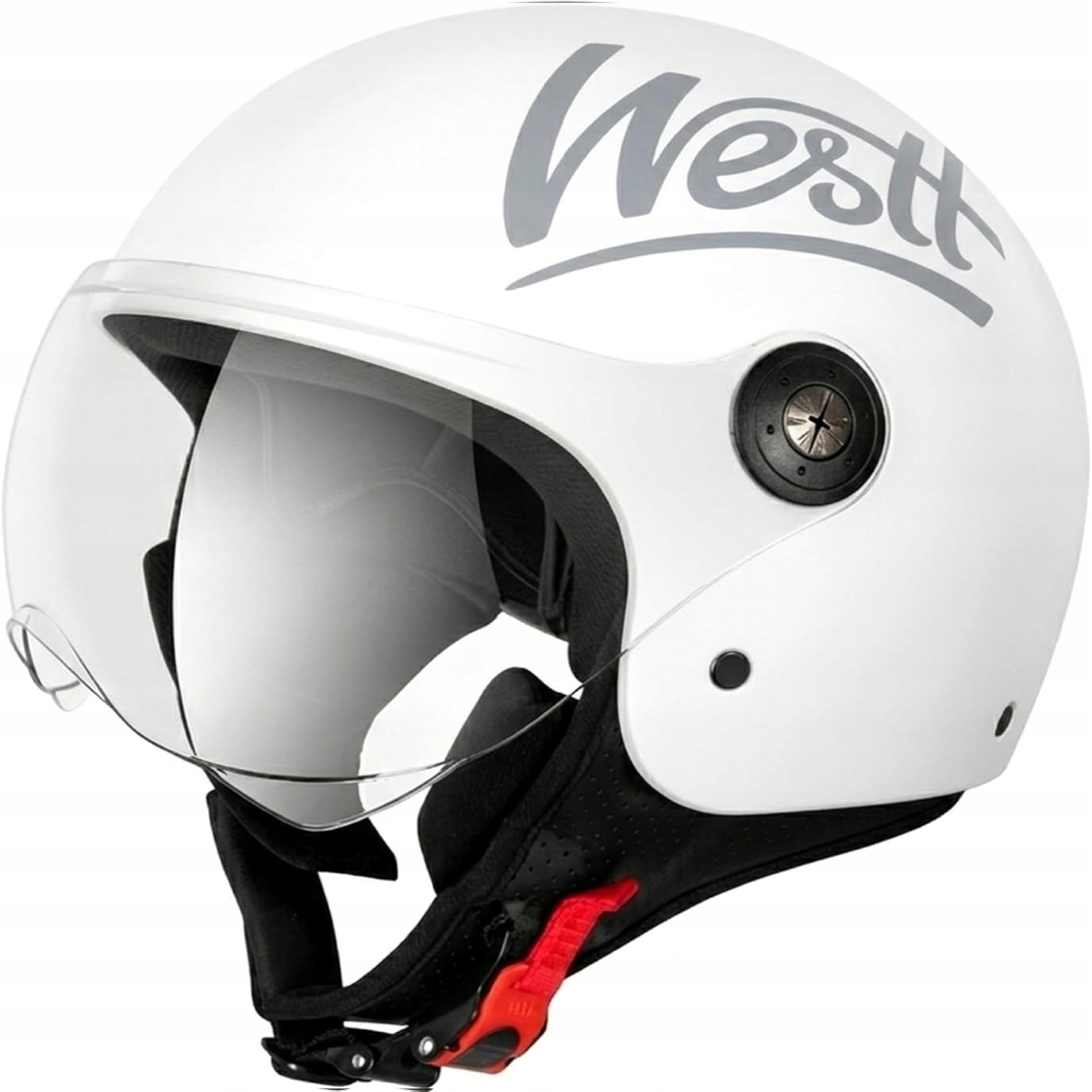 Motocyklová prilba Klasická Retro Biely Lesk Otvorený hľadáčik veľ. S Westt Jet