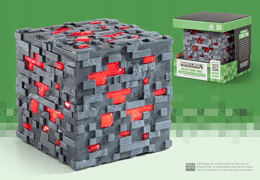 Minecraft Luminous Redstone Ore Sběratelská replika 10 cm