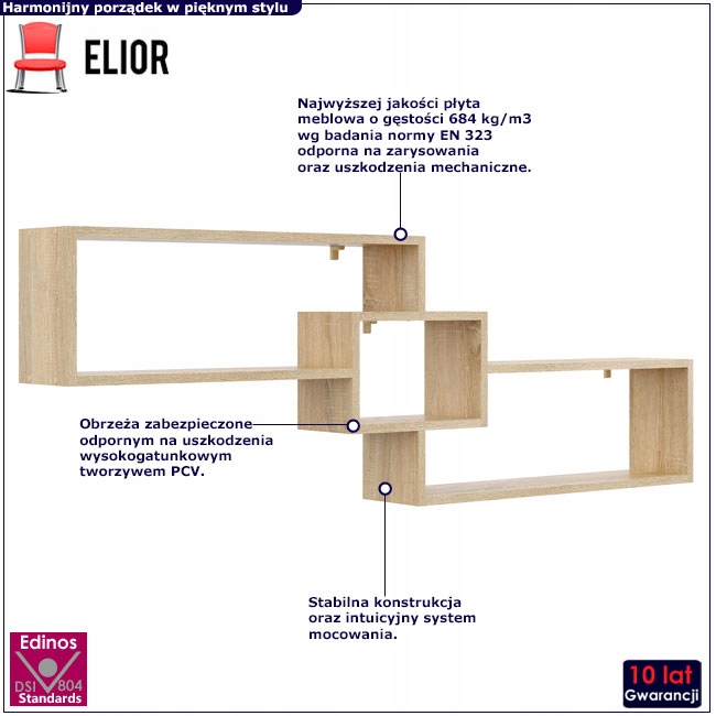 PÓŁKA WISZĄCA DO POKOJU DZIECIĘCEGO === DĄB SONOMA Marka Elior