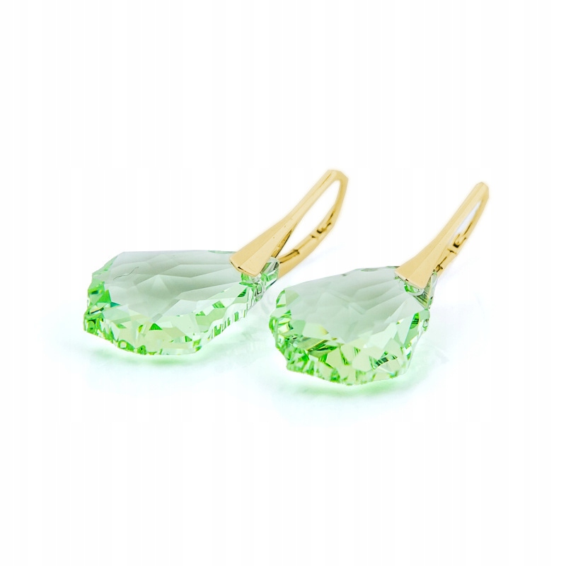 Stříbrné 925 pozlacené Náušnice Swarovski Baroque 22 mm Chrysolite