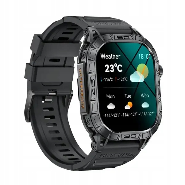 Smartwatch męski Z BRANSOLETĄ WODOSZCZELNY KOMPAS GlacierX puls Czarny Marka Inna