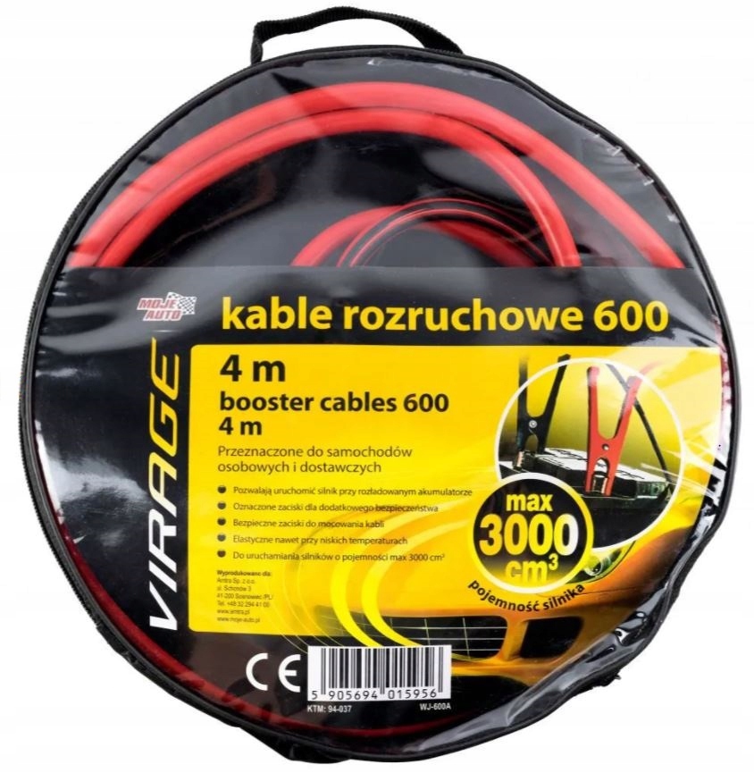 

Moje Auto Kable rozruchowe 600– 4 m, max 3000 cm3