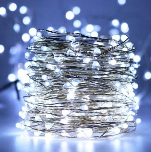 

Lampki 100 Led Na Choinkę Druciki Białe Zimne Mikr