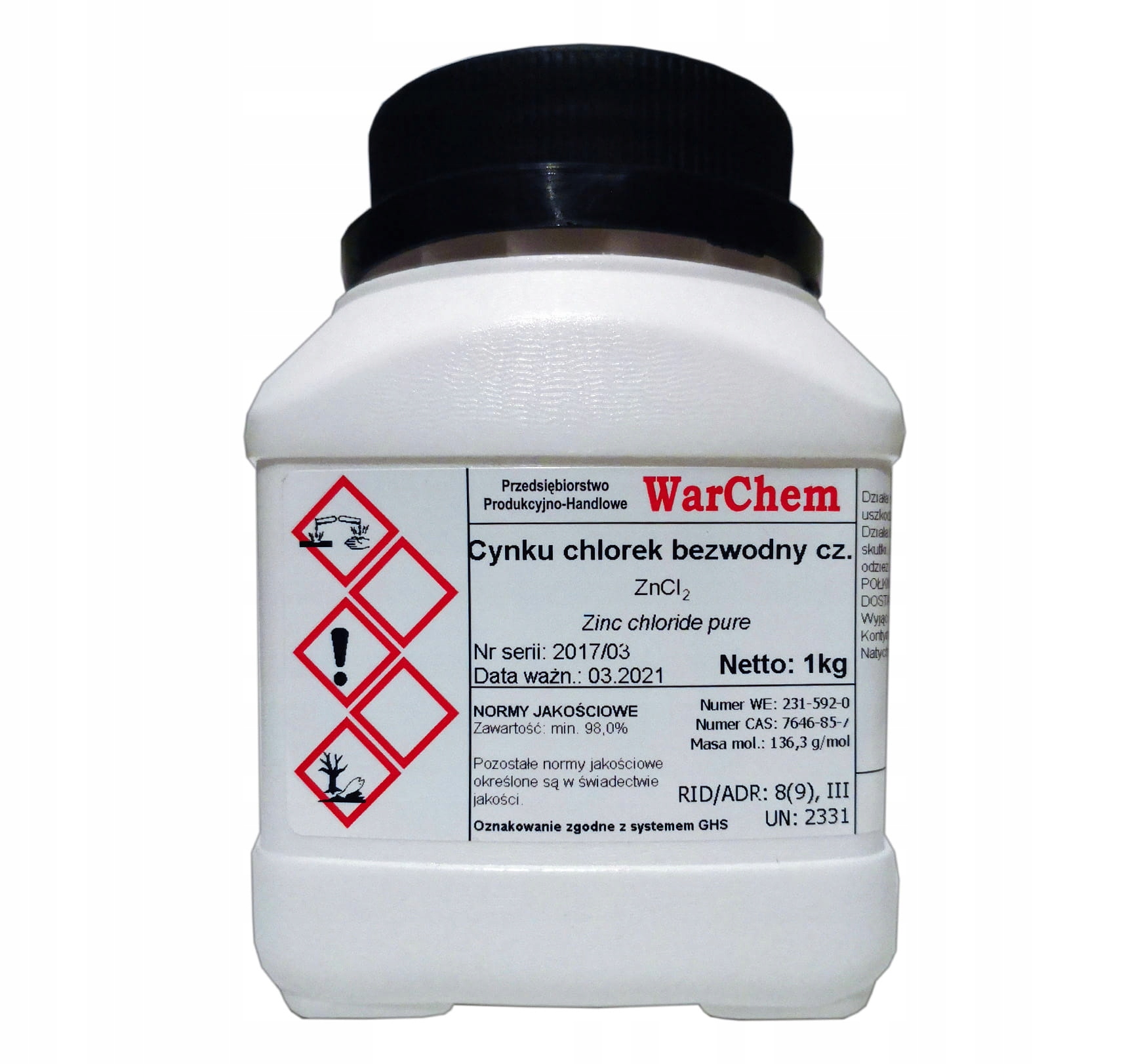 

Chlorek Cynku bezwodny czysty 1kg