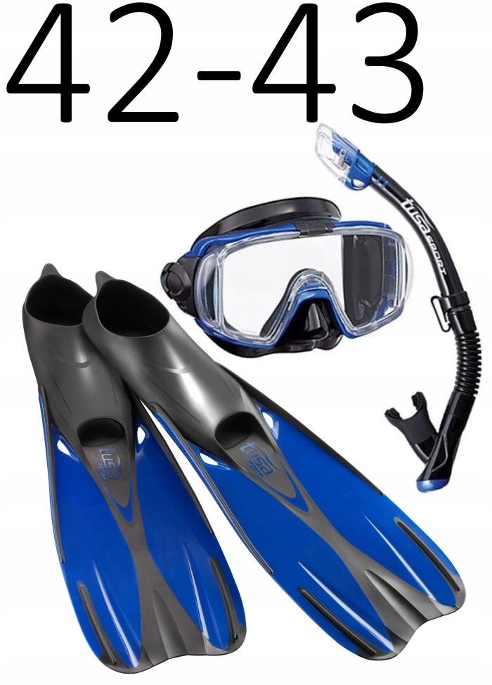 Zestaw Tusa Visio maska+fajka+płetwy UF0202 czarno-niebieski rozmiar 42-43