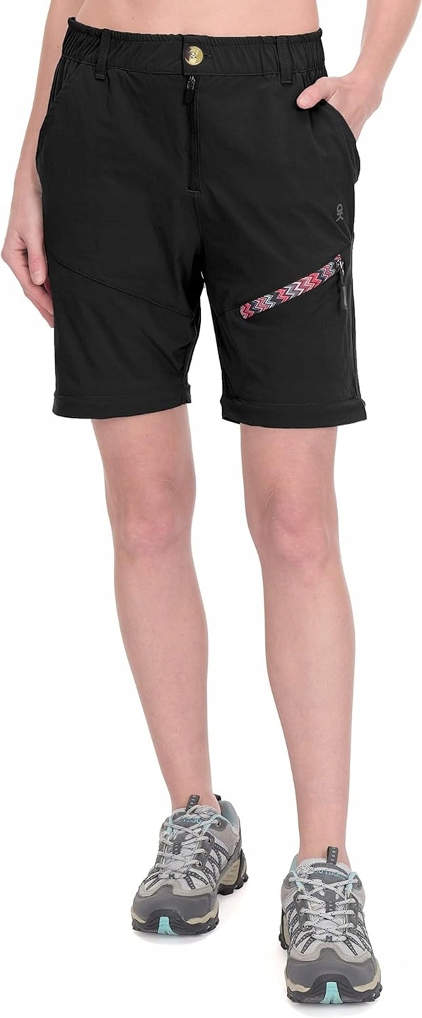 SPODNIE TREKKINGOWE DAMSKIE 2-CZĘŚCIOWE CZARNE L Rozmiar L