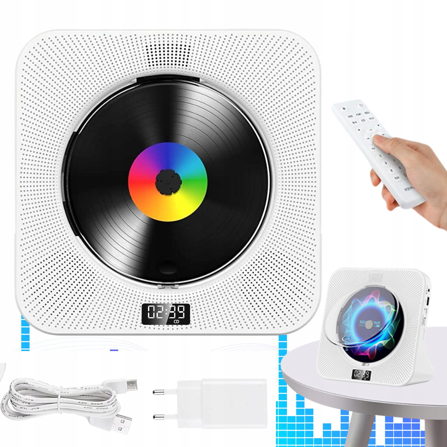 Přenosný Přehrávač CD Reproduktor Bluetooth 5.0 LCD Usb Aux