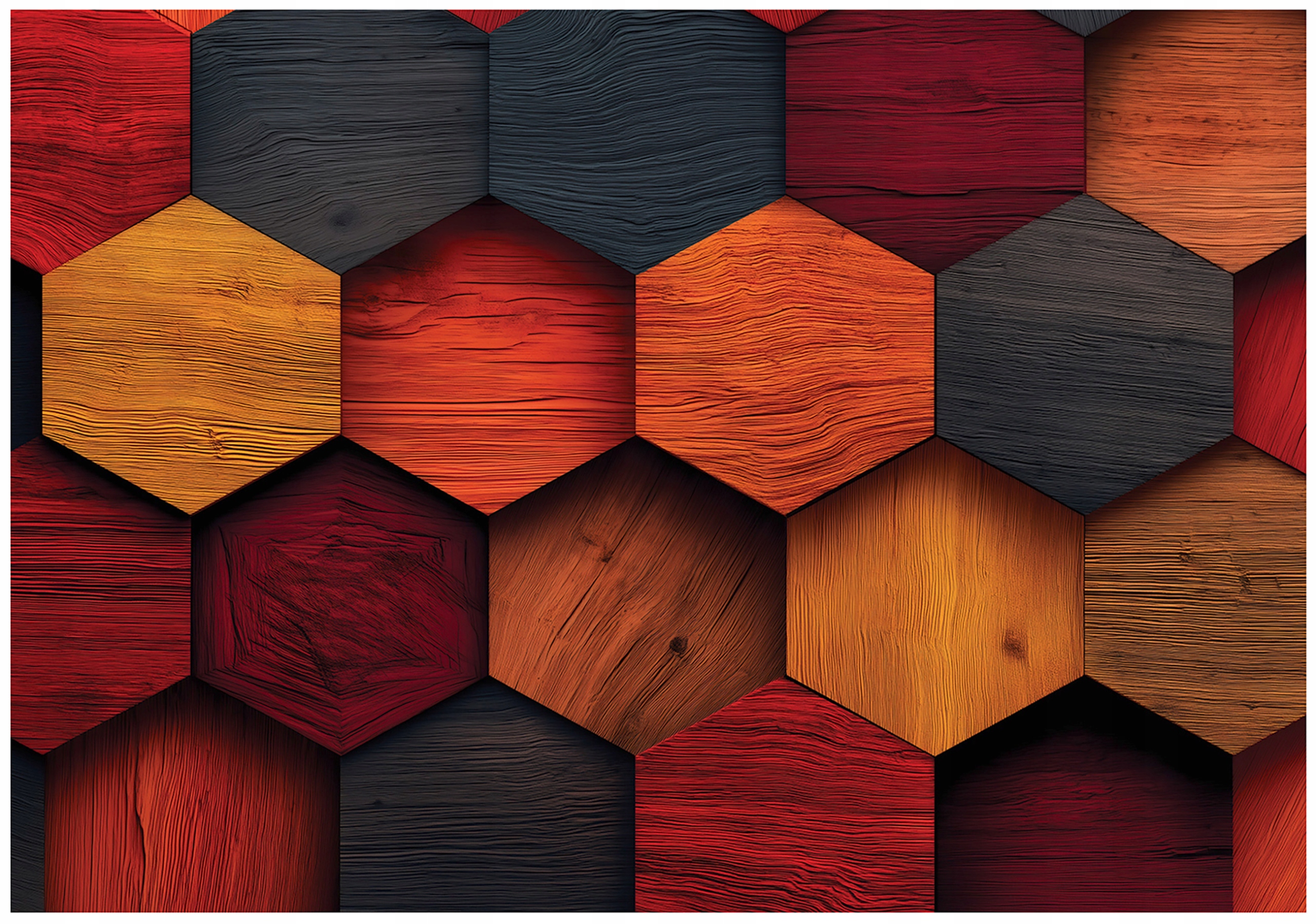 Fototapeta Dřevo 3D Geometrie Desky Hexagon Hnědá Oranžová 250x175