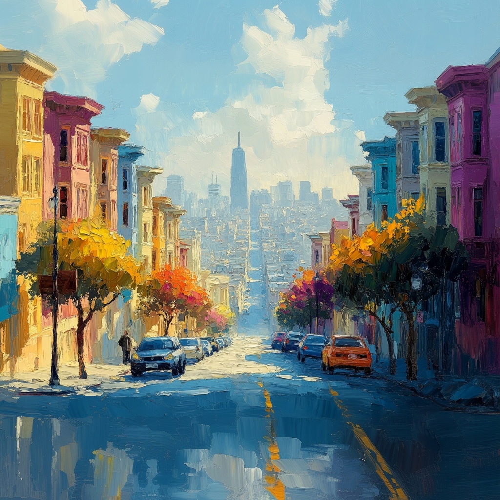 Obraz Na Plátně Canvas Město San Francisco Usa Ulice Barevné Domy 80x80