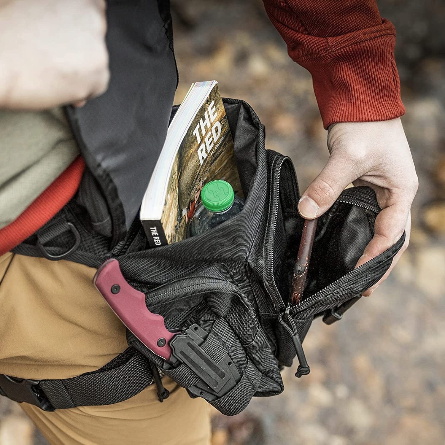 TORBA TAKTYCZNA NA UDO NOGE SASZETKA WOJSKOWA Wzór dominujący bez wzoru