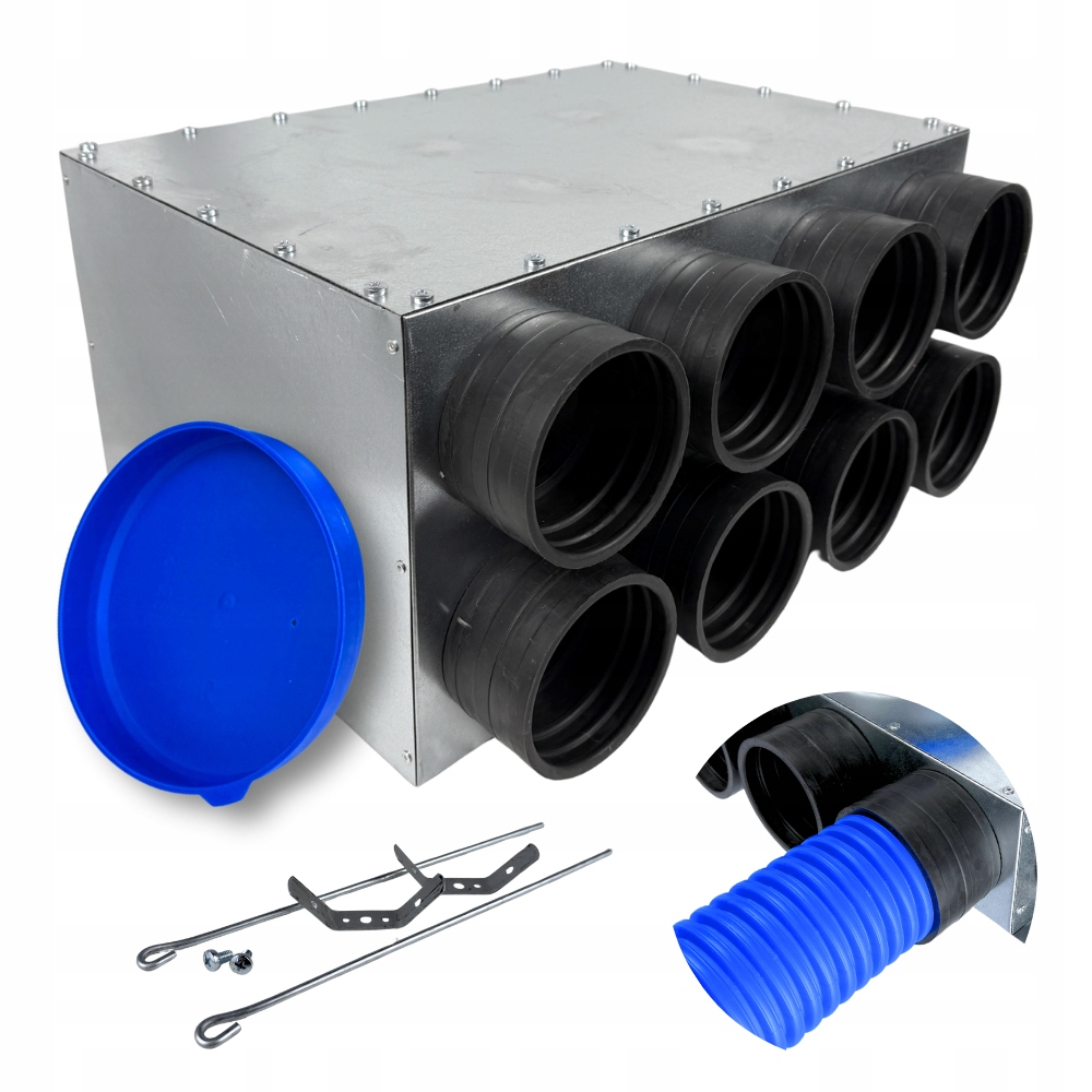 Rozvodná skříň průchozí rozdělovač ventilace fi200 8x90 mm