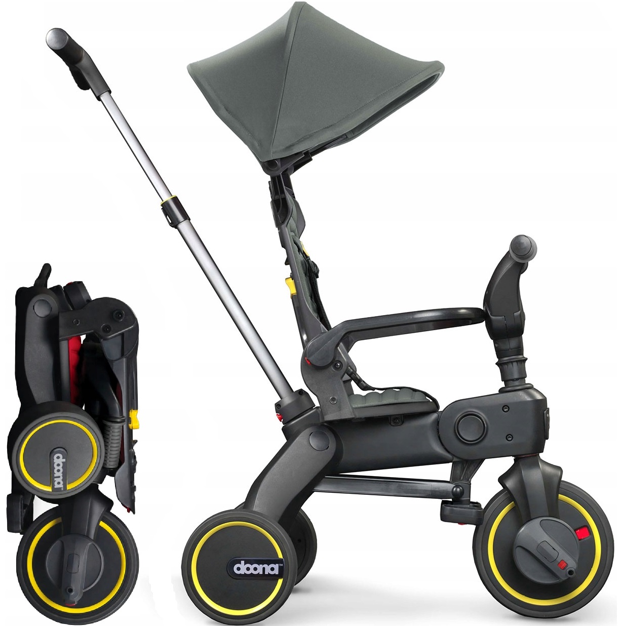 Doona Rowerek Liki S1 3-kołowy składany do podróży samolotu, Forest Grey