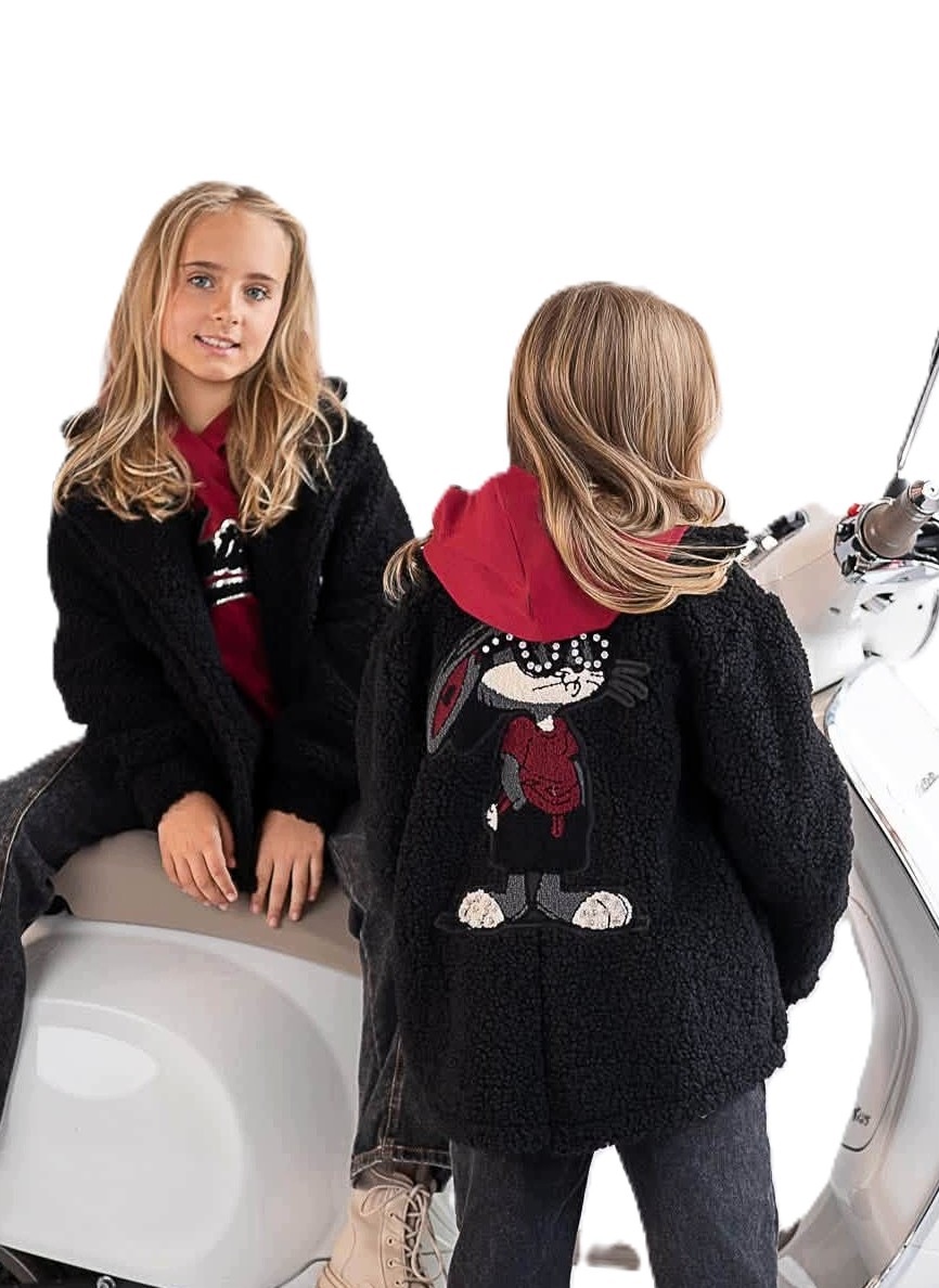 Chill Out Bluza Kurtka Kożuszek Bez Kaptura Bukla Baranek Czarny 134 140