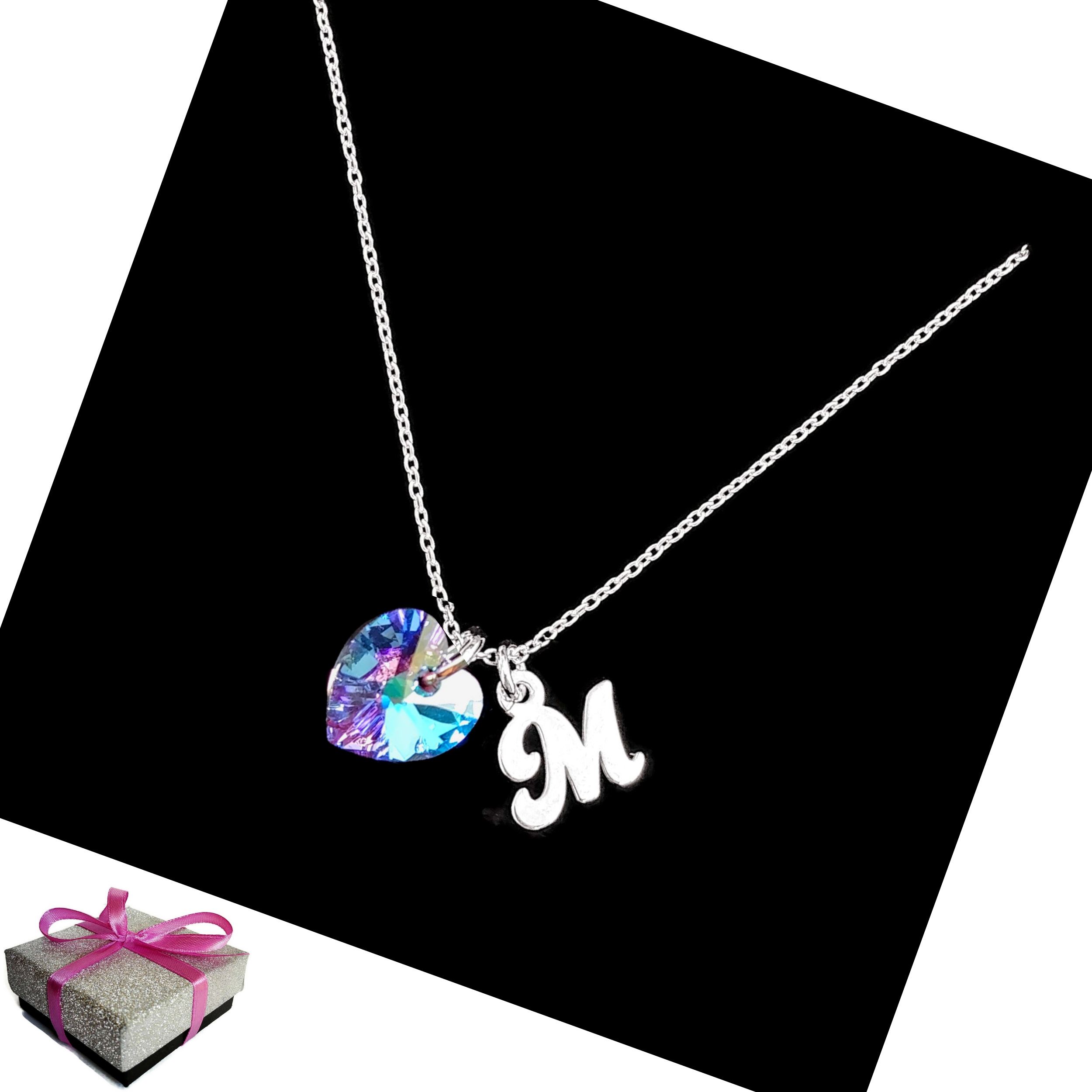 

Naszyjnik Literka M Serce Swarovski Srebro Prezent