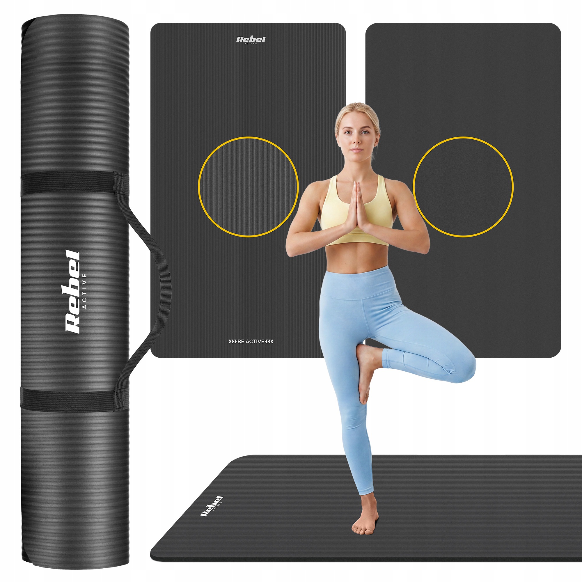 Gymnastická podložka na cvičení jógy pilates fitness 200 x 130 cm Nbr 2 cm Rebel