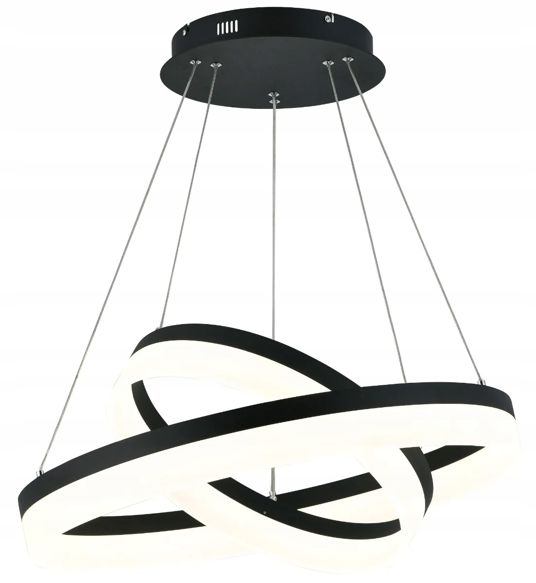 Moderná čierna závesná Led lampa s dvojitými krúžkami do obývačky 4000K Reality