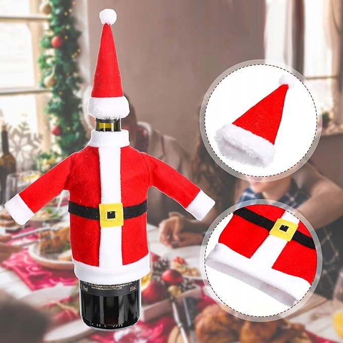 POKROWIEC ŚWIĄTECZNY NA BUTELKĘ WINA WINO STRÓJ MIKOŁAJA ETUI UBRANKO EAN (GTIN) 5907551637516
