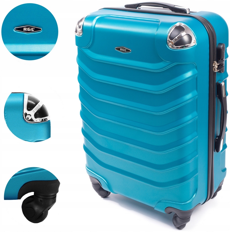 Walizka Średnia Podróżna Bagaż Rejestrowany Rgl Niebieski Metaliczny Abs