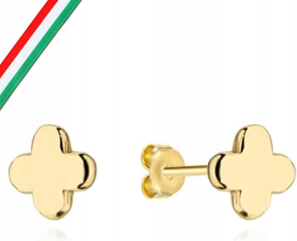 Zlaté náušnice 585 hladké květiny elegantní jako dárek elegantní vzor