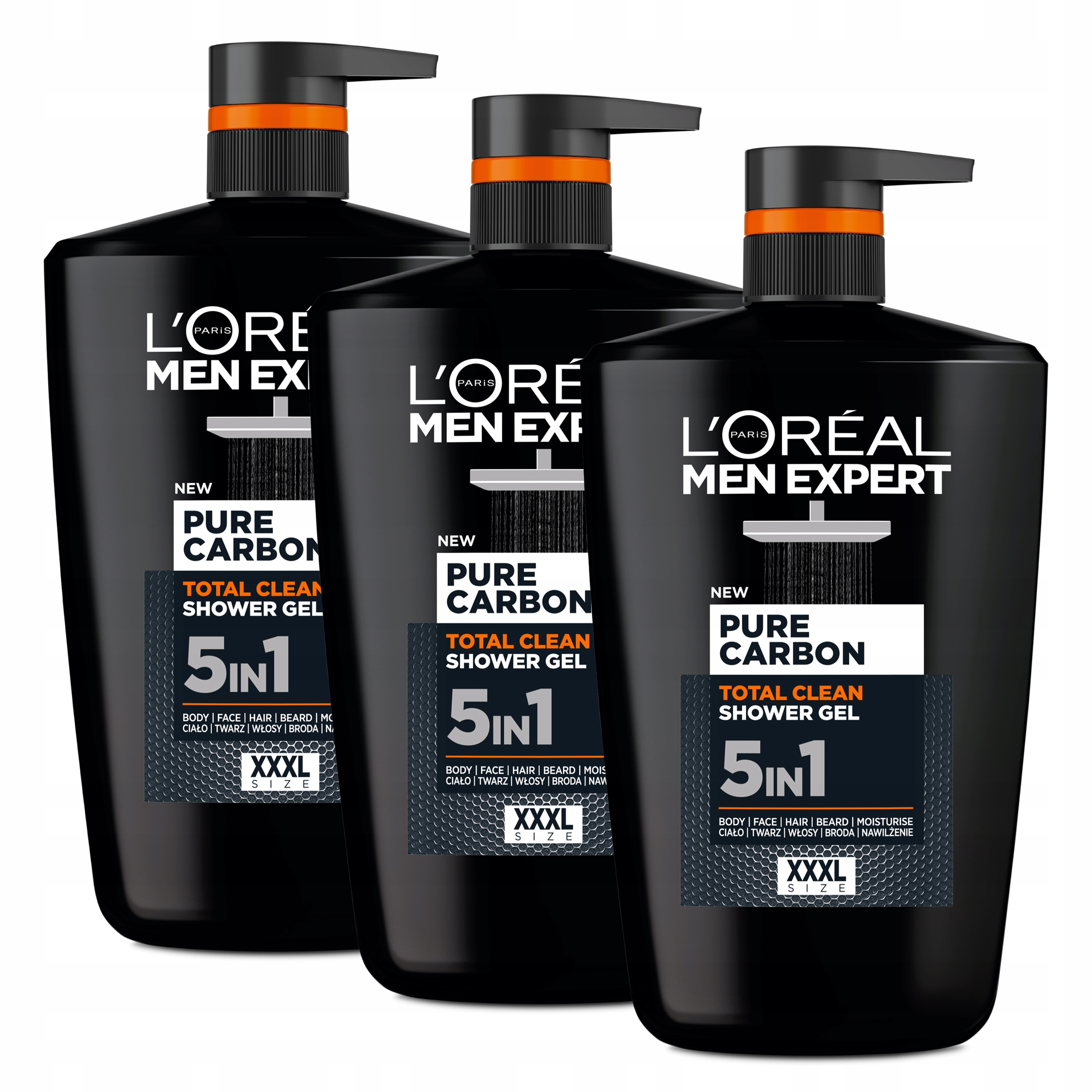 Zestaw L'Oréal Men Expert Pure Carbon 5W1 Żel pod Prysznic z Węglem 3x 1L