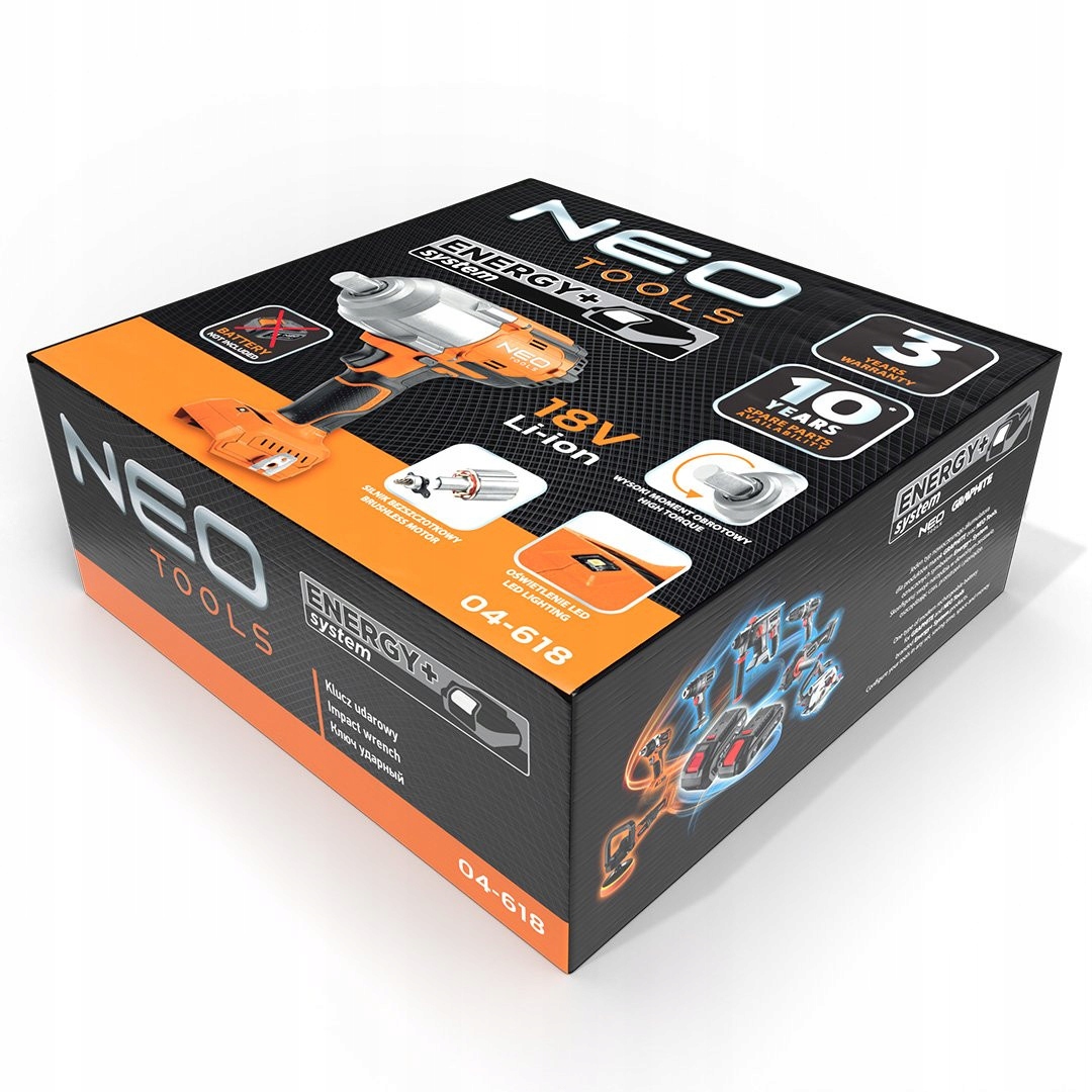 NEO KLUCZ UDAROWY BEZSZCZ. 1100NM AKUMULATOROWY ENERGY+ 18V Zasilanie akumulatorowe