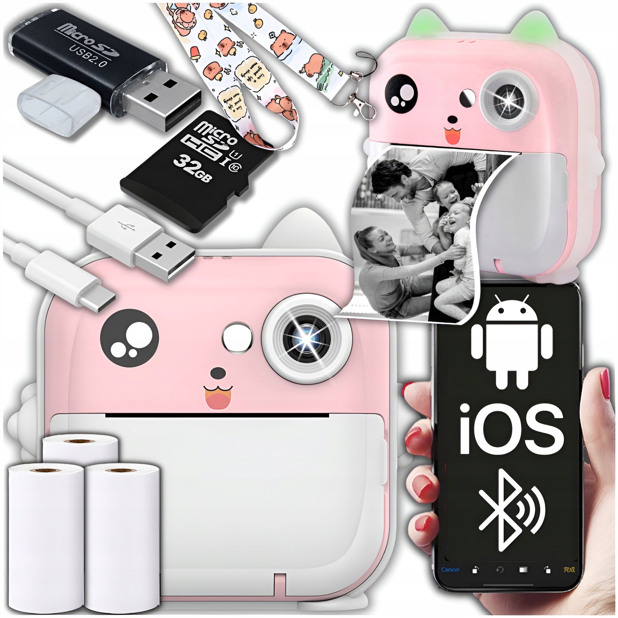 Instantní Fotoaparát Pro Děti, Tiskárna S 32GB Kartou 3 Role