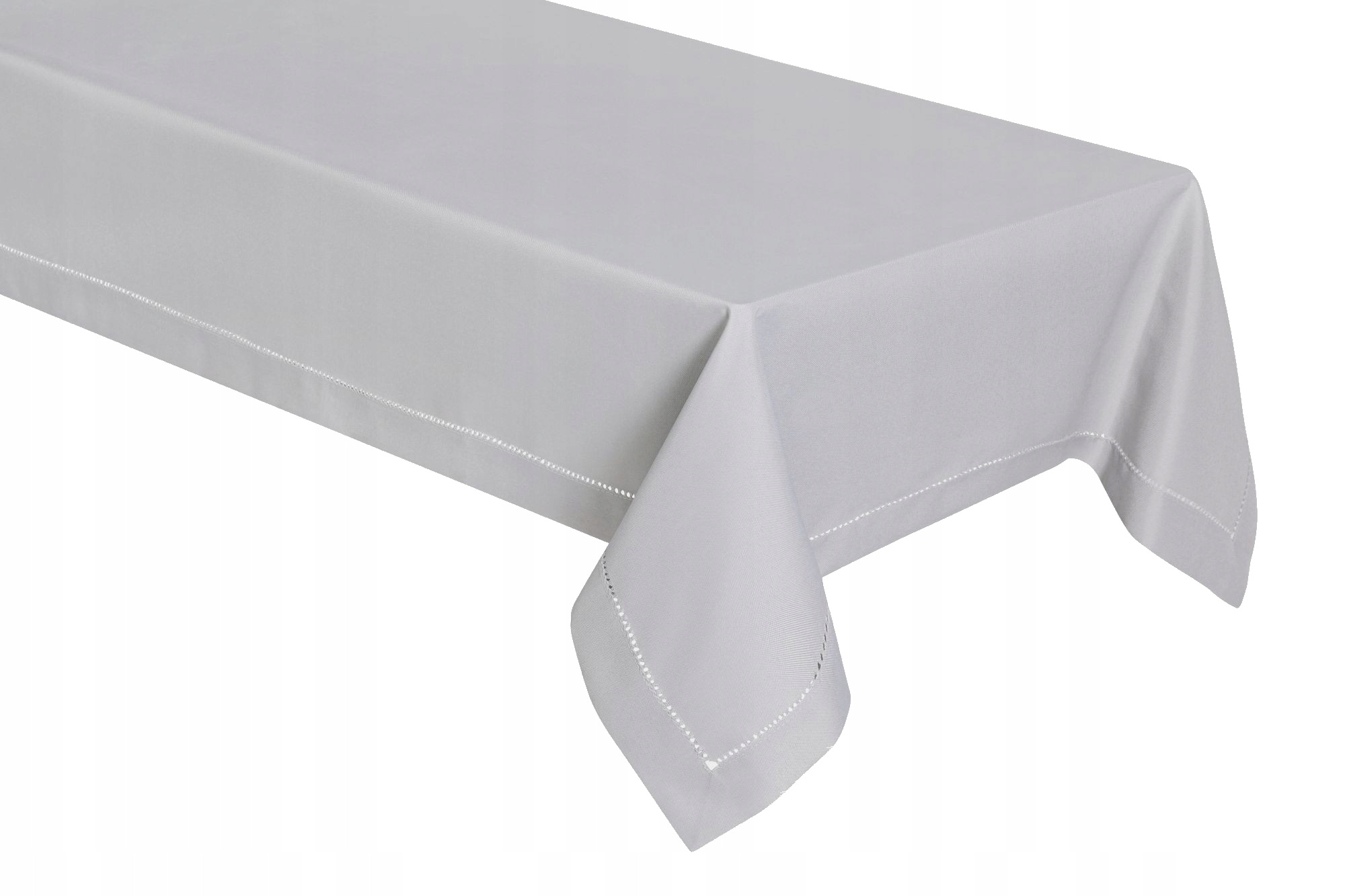 Klasyczny gładki obrus z mereżką 140x200 Łatwe prasowanie Szary