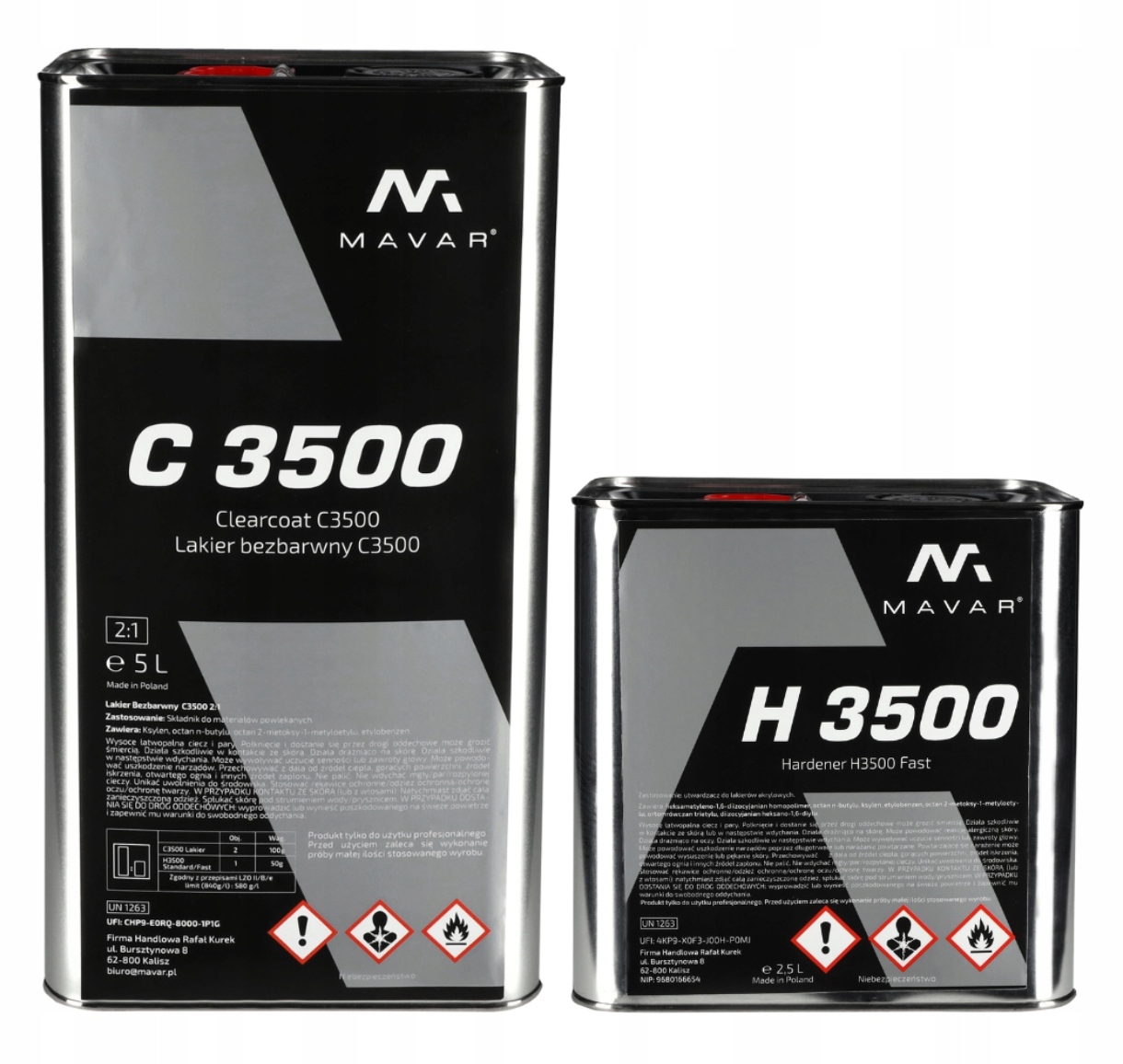 

Mavar C3500 Lakier Bezbarwny 2K Sr 5L 2,5L Fast