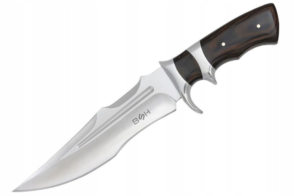 Nóż Myśliwski Clip Point Stal 440 Drewno Bsh Adventure Pokrowiec N226A
