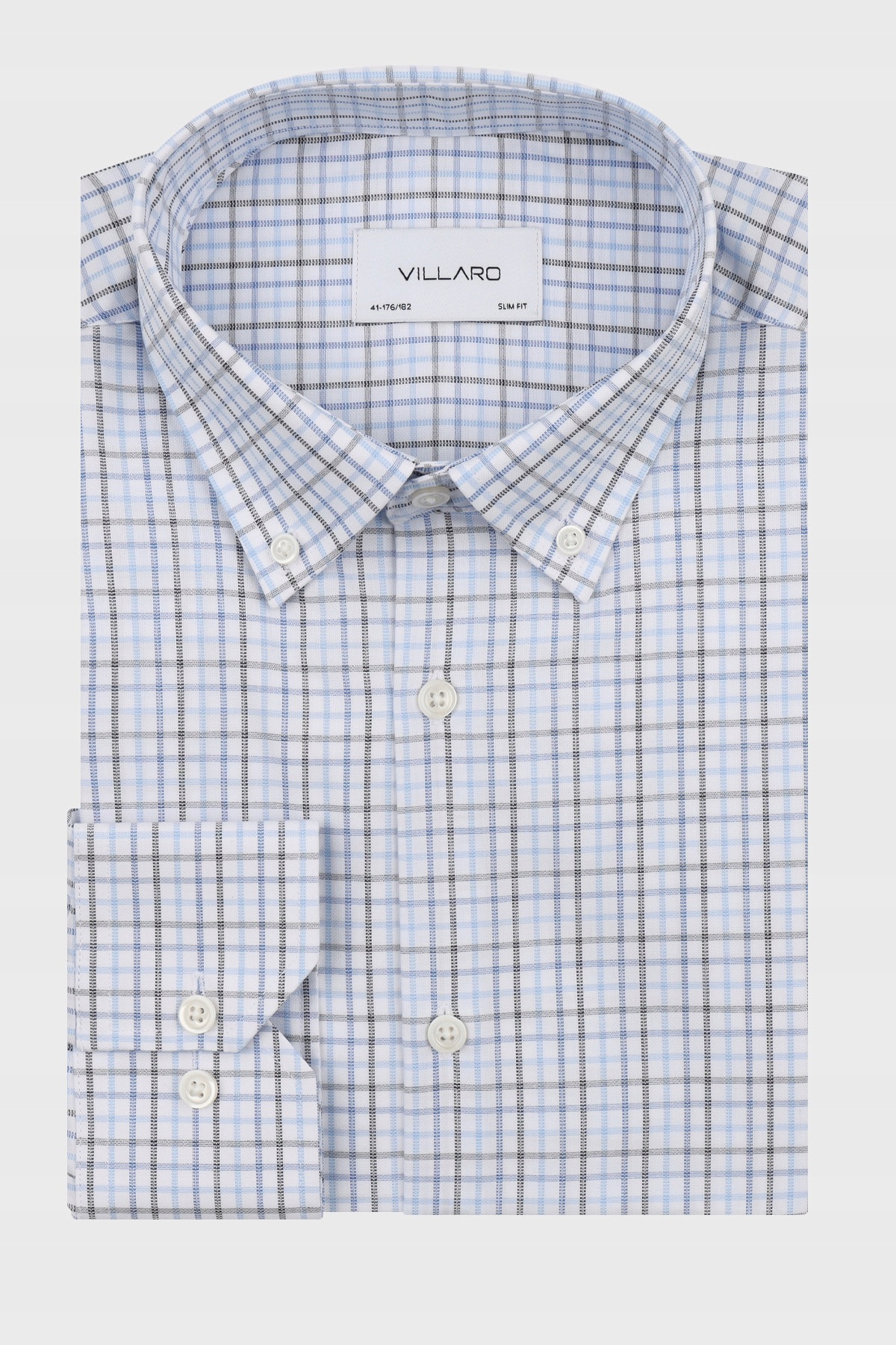 Pánská košile Vzor Mřížkový límec Button-Down 40-176/182 Slim Fit
