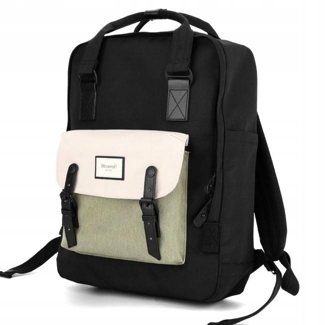 Plecak szkolny na studia Himawari HM1010 na laptopa 15,6 vintage czarny zie